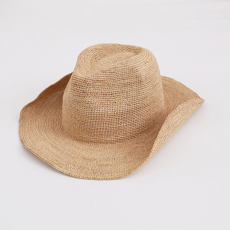Cowboy Hat Straw - Kadınlar için doğal rafya hasır şapka