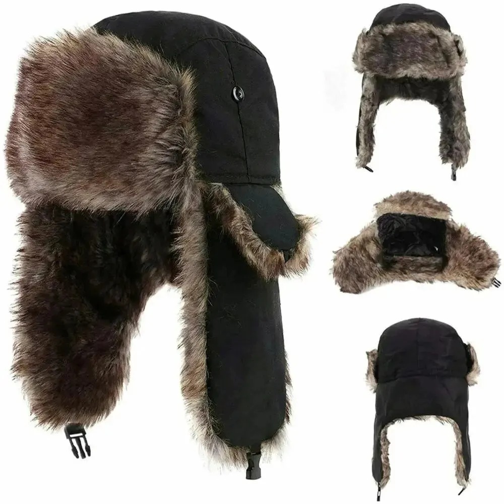 Trapper Hat Ear Flap - Erkek Kışlık Kulaklıklı Aviatör Şapkası, Sıcak