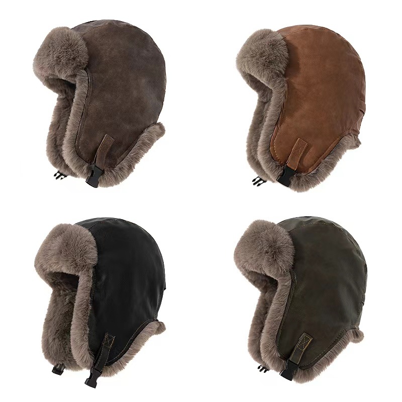 Trapper Hat Ear Flap - 1 adet Erkek Kışlık Retro Deri