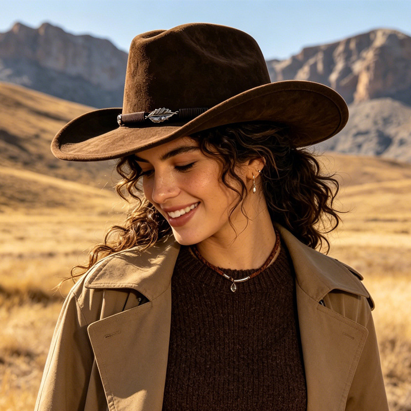 Fedora Hat Wool - Kadın ve Erkekler İçin Batı Kovboy