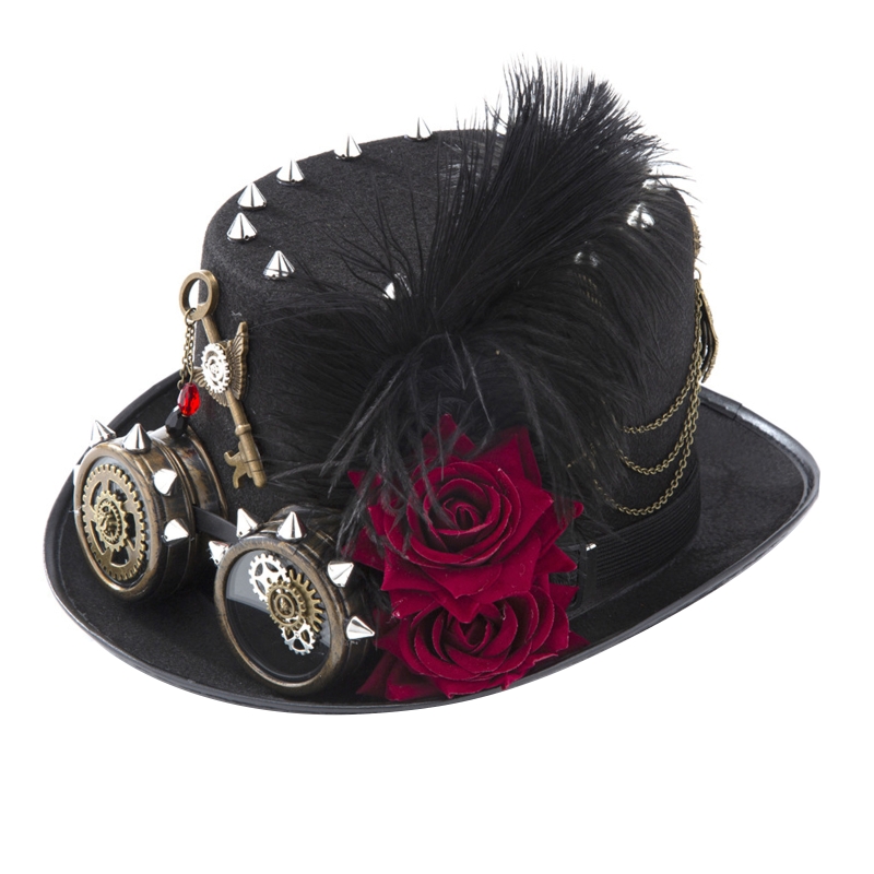 Fedora Hat Wool - Y166 Vintage Steampunk Şapka Silindir Şapka