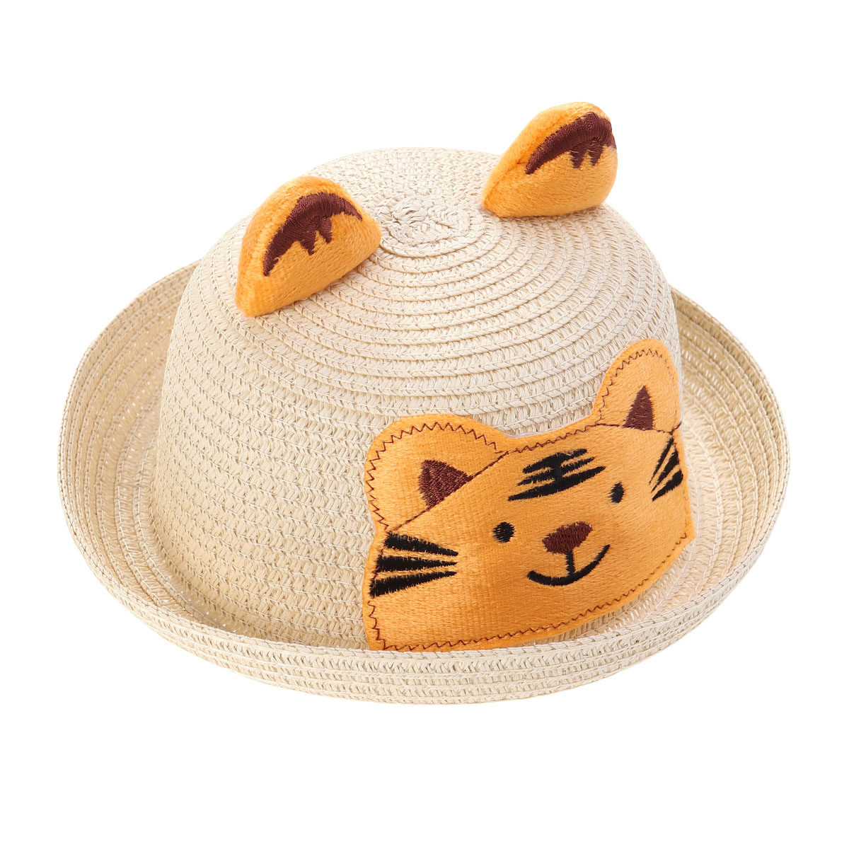 Sun Hat Wide Brim - Çizgi Film Hayvan Desenli Hasır Şapka,
